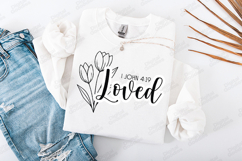 Loved Floral Quote SVG Design Christian Art Product Image 2