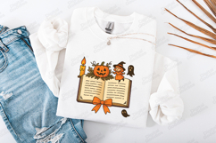 Halloween Open Book SVG - Retro Witch &amp; Ghost Book Cut File Product Image 3
