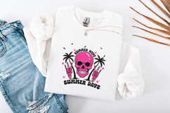 Summer Hype SVG - Retro Pink Skull Tropical Beach Cut File Product Image 1