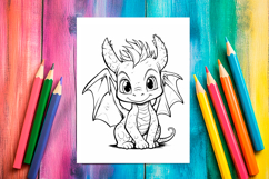 4 Fairytale Dragon Coloring Pages, Printable Designs PNG Product Image 3