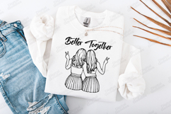 Better Together SVG Best Friends PNG Gift Line Art Bff Product Image 2