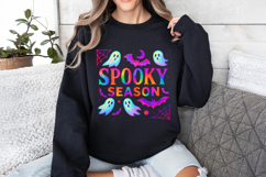 Spooky Season PNG, Neon Halloween Ghost, Bat &amp; Web PNG, Product Image 3