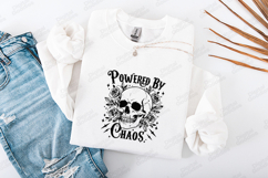 Powered By Chaos Skull Floral Shirt Design Product Image 3