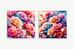 Colorful Roses, Floral Square Coasters, 4 Designs PNG Product Image 3