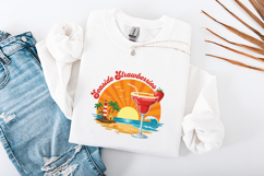 Seaside Strawberries Retro Beach Cocktail Drink Clipart Product Image 3