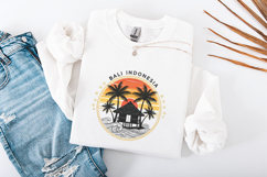 Bali Indonesia SVG - Tropical Beach Hut &amp; Palm Tree Sunset Product Image 1