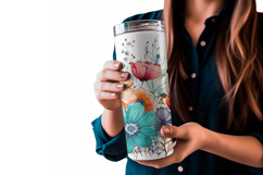 Boho Floral Tumbler Wrap 20 oz, Summer Sublimation Design Product Image 3