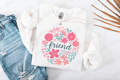 Friend Boho Floral Wreath Pink JPG Digital Art Design Product Image 2