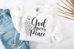 God Gives Peace Floral Quote SVG Design Christian Art Product Image 2