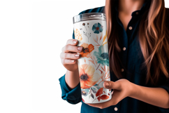 Boho Flower Tumbler Wrap 20 oz, Floral Sublimation Design Product Image 3