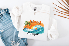Island Escape SVG - Watercolor Tropical Sunset Wave PNG Product Image 3
