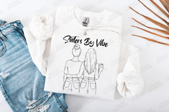 Sisters By Vibe SVG Best Friends PNG Gift Line Art Bff Product Image 2