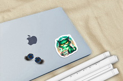 Grumpy Green Cat Funny Christmas Stickers PNG Files Product Image 3