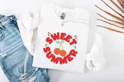 Sweet Summer SVG - Retro Cherry Fruit &amp; Sparkles Cut File Product Image 3