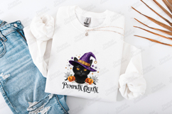 Pumpkin Queen SVG - Retro Halloween Black Cat Witch Cut File Product Image 3