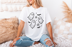 Cute Ghosts PNG, Halloween Ghost Clipart, Bat and Pumpkin Product Image 3