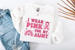 I Wear Pink For My Aunt SVG - Retro Cancer Awareness Art Product Image 2