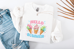 Hello Summer SVG - Kawaii Ice Cream Cones Sweet Treats PNG Product Image 3