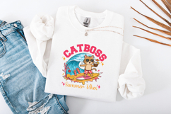 Catboss Summer Vibes SVG - Cute Surfing Cat Tropical Art Product Image 3