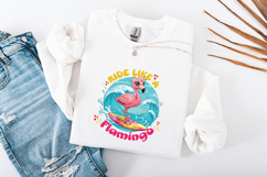 Ride Like A Flamingo Kawaii Surfing Pink Flamingo PNG Product Image 3