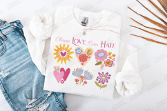 Choose Love Over Hate Boho Floral Hearts JPG Digital Design Product Image 1
