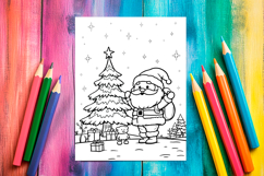 4 Cute Kawaii Santa Claus Coloring Pages, Christmas Designs Product Image 3