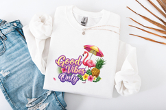 Good Vibes Only Tropical Flamingo Pineapple Summer SVG PNG Product Image 3