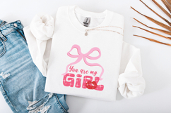 Retro Coquette Bow You Are My Girl Valentine PNG Design Product Image 3