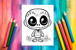 4 Cute Skeleton Coloring Pages, Printable Designs PNG Product Image 3