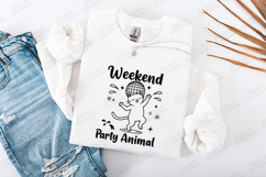 Weekend Party Animal Cat Tshirt Design Funny Doodle Product Image 3