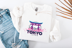 Tokyo Japan SVG - Retro Synthwave Torii Gate &amp; Sakura Art Product Image 3