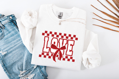 Retro Checkered Love Bow SVG Valentine Sublimation Design Product Image 3