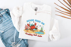 Beach Mode On Cute Crab Summer Retro Cartoon SVG Clipart Product Image 1