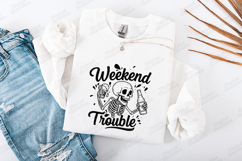 Weekend Trouble Skeleton Tshirt Design Funny Drinking Product Image 3