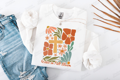 Grace In Full Bloom Christian Floral Cross Sublimation PNG Product Image 2