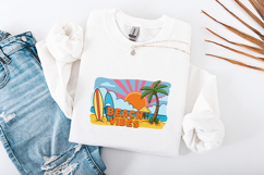 Beach Vibes SVG - Retro Surfboard Tropical Sunset Art Product Image 3