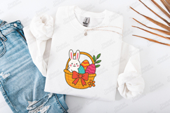 Easter Bunny Basket SVG - Cute Rabbit with Patterned Eggs Product Image 3