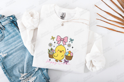 Cute Happy Easter Chick SVG - Coquette Bow Easter Sweatshirt Product Image 3