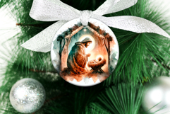 4 Nativity Round Ornaments, Xmas Sublimation PNG Product Image 3