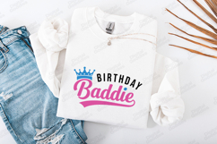Birthday Baddies Tshirt Design Script Typography Art Product Image 1