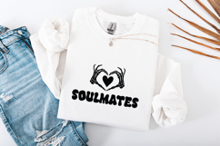 Soulmates Skeleton Heart Hands SVG - Retro Valentine PNG Product Image 3
