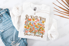 Be Kind With Your Friends Boho Floral JPG Digital Design Product Image 1