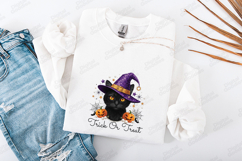 Trick Or Treat SVG - Retro Halloween Black Cat Witch File Product Image 3