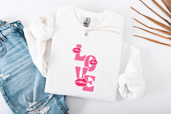 LOVE Pink Lips PNG Trendy Kiss Mark Valentine Sublimation Product Image 1