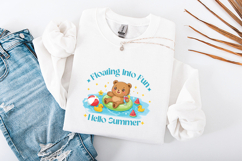 Hello Summer SVG - Cute Bear Floating Into Fun Pool Cut File Product Image 3