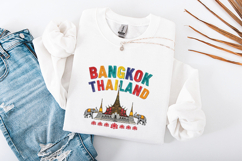 Bangkok Thailand Travel SVG - Vintage Temple &amp; Elephant Art Product Image 1