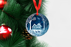 4 Christmas Paper Cut Round Ornaments, Xmas Sublimation PNG Product Image 3