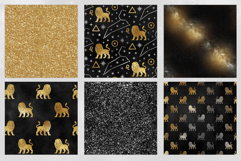 16 Black &amp; Gold Leo Zodiac Seamless Patterns Product Image 3
