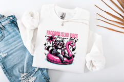 Raccoon Island Vibes Summer Girl Flamingo Sublimation PNG Product Image 3