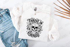 Thrive In Chaos Skull Floral Shirt Design Product Image 3